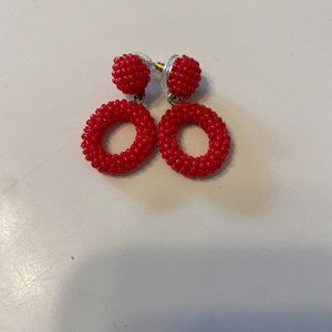 FINAL CHANCE J. Crew Red Small Hoop Dangle Earrings
